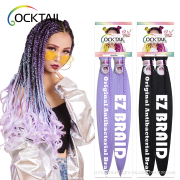 Kanekalon fiber braiding hair pre stretch 2 pack, 2 in 1 ez pre strech hair for braids